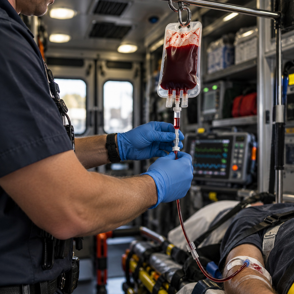 Whole blood units in storage